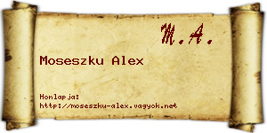 Moseszku Alex névjegykártya